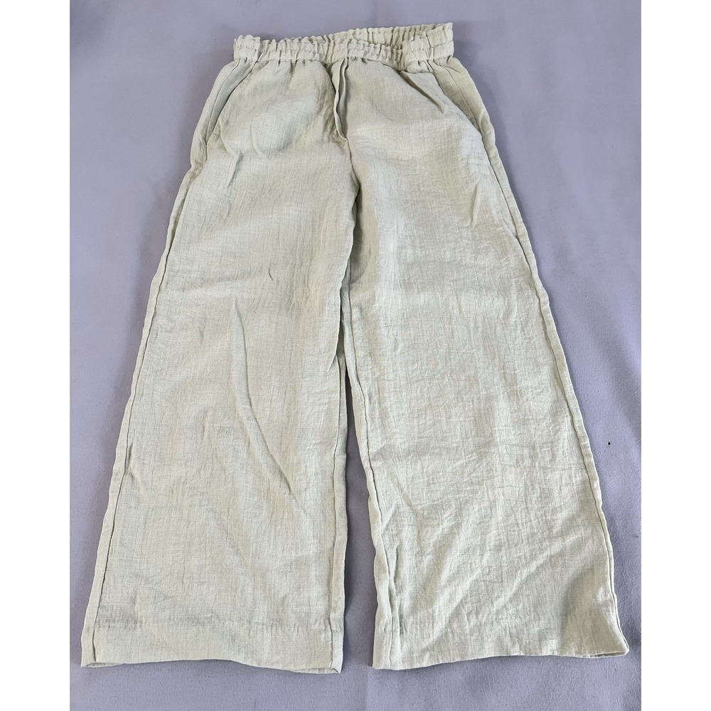 h&m Wide leg pants Sz Small Trousers Yellow Pullon Elastic Waist Women's